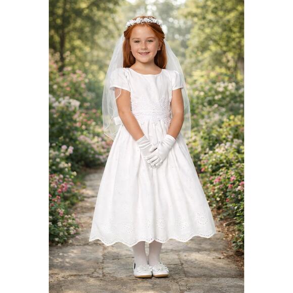 white christmas dresses Girls White First Communion Dress